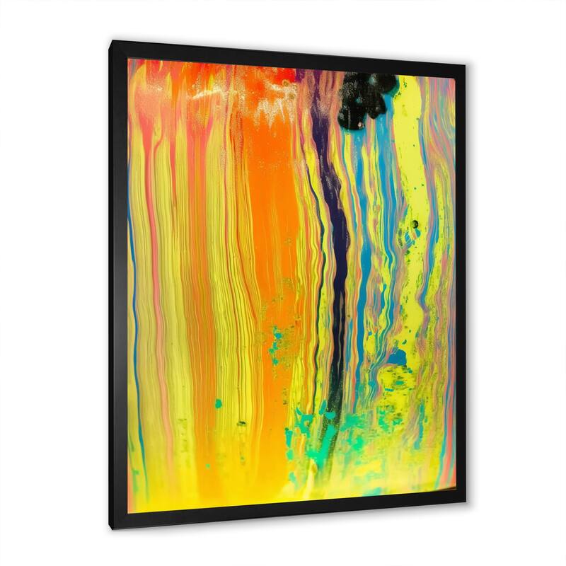 Designart "Soul Of Motion Abstract Liquid Yellow" Abstract Painting